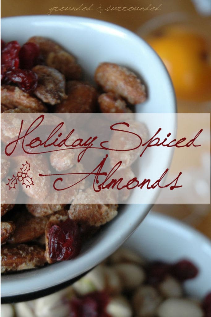 These spiced almonds are simply delicious! I love that they are gluten-free, protein packed, and only slightly sweet. This recipe is so simple! groundedandsurrounded.com 