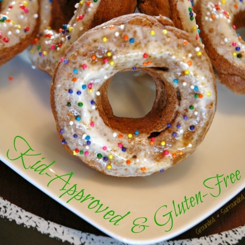 This plate of easy and gluten free baked donuts are only 90 calories each.