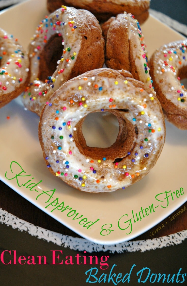 Very pretty Low Calorie Baked Donuts with rainbow non peril sprinkles. 