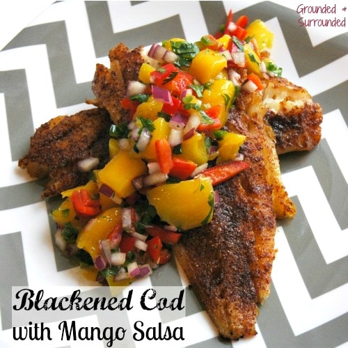 This healthy grilled cod with colorful mango salsa comes together SO quickly! Aren't easy weeknight meals the best? The smokey spiciness of the fish paired with the sweet yet tangy salsa is a flavor explosion! This simple, gluten-free, and clean-eating recipe is sure to impress. Who says healthy food is boring?! Not us! https://happihomemade.com/recipe/blackened-cod-with-mango-salsa/