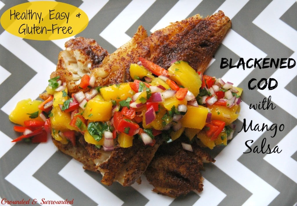 This healthy grilled cod with colorful mango salsa comes together SO quickly! Aren't easy weeknight meals the best? The smokey spiciness of the fish paired with the sweet yet tangy salsa is a flavor explosion! This simple, gluten-free, and clean-eating recipe is sure to impress. Who says healthy food is boring?! Not us! https://happihomemade.com/recipe/blackened-cod-with-mango-salsa/