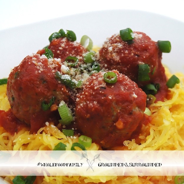 This Whole Food Makeover: Spaghetti and Meatballs is just what you need if you are eating a low carb or gluten free diet. Our clean eating recipe uses ground turkey or beef and a store bought marinara sauce. You can use whole wheat pasta or spaghetti squash or a mix of the two. Our makeovers are for families who want dinners and meals that are packed with as many whole foods as possible! 