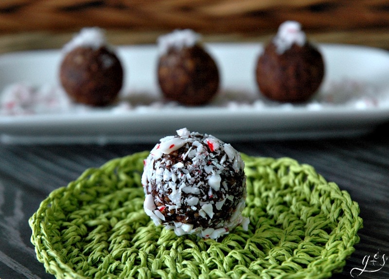 These - healthy - no bake - raw - 5 Ingredient Peppermint Cocoa Energy Bites are the BEST and every bit as delicious as they sound. Chocolate + Peppermint = BLISS! Gluten free and sugar free, these little holiday protein treats use the most simple of ingredients: nuts, dates, cocoa powder, & peppermint extract. Roll in crushed candy canes or shredded coconut for an added dose of yumminess! 