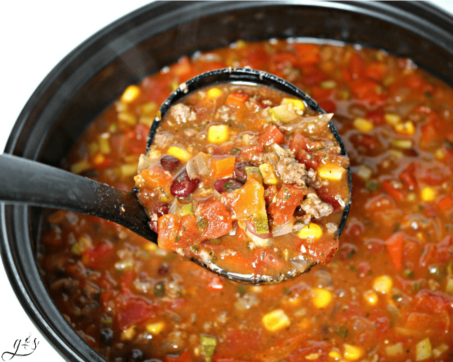 This ladle of taco soup is part of this clean eating soups post and it healthy and easy to make.