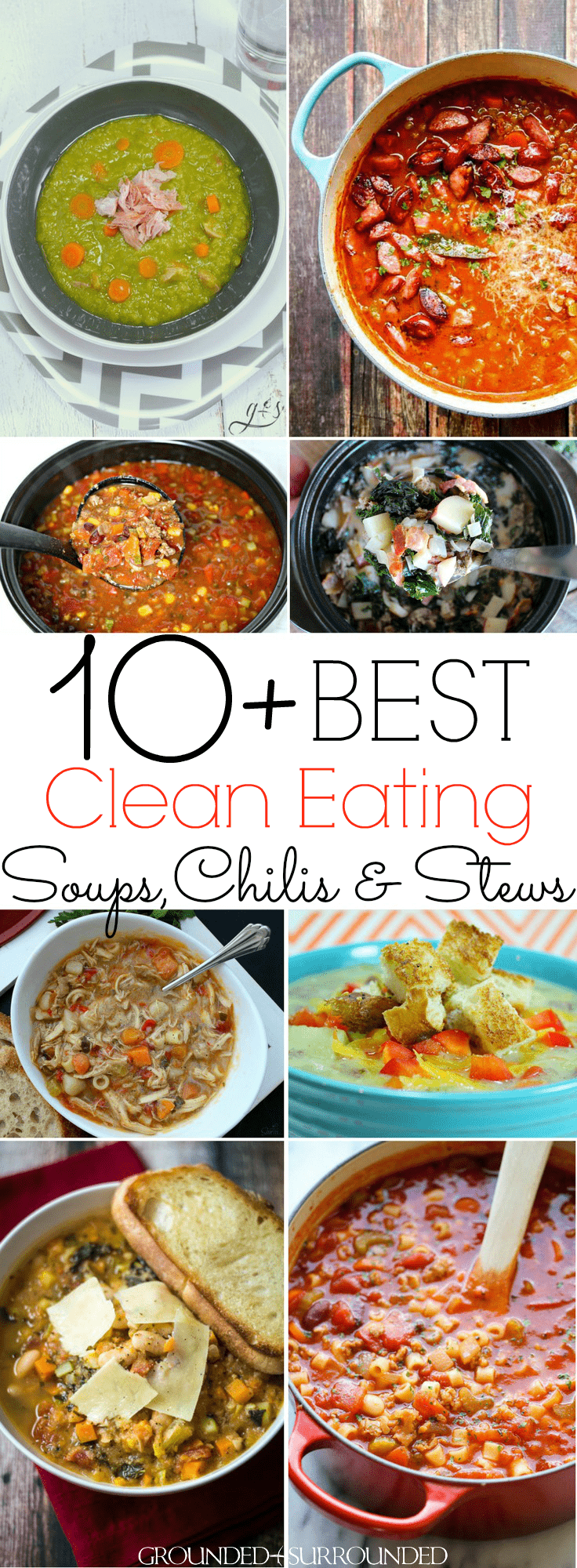 The 10+ BEST Clean Eating Soup, Chili & Stew Recipes | These healthy and quick one-pot meals are perfect for lunch or dinner! Hearty taco {crockpot}, easy minestrone, and low carb cheeseburger soups will tantalize your tastebuds. Whether you want chicken, beef, or ground turkey these are for you or maybe you want to keep it vegetarian (vegan) with lentils and vegetables. Most are gluten free, dairy free, Paleo, and 21 Day Fix and Weight Watchers diet friendly. 