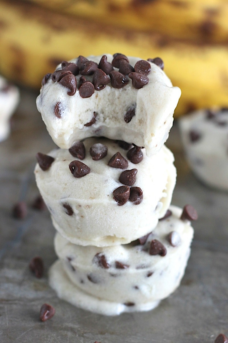 Easy summer treats like these banana frozen cups with chocolate chips. 