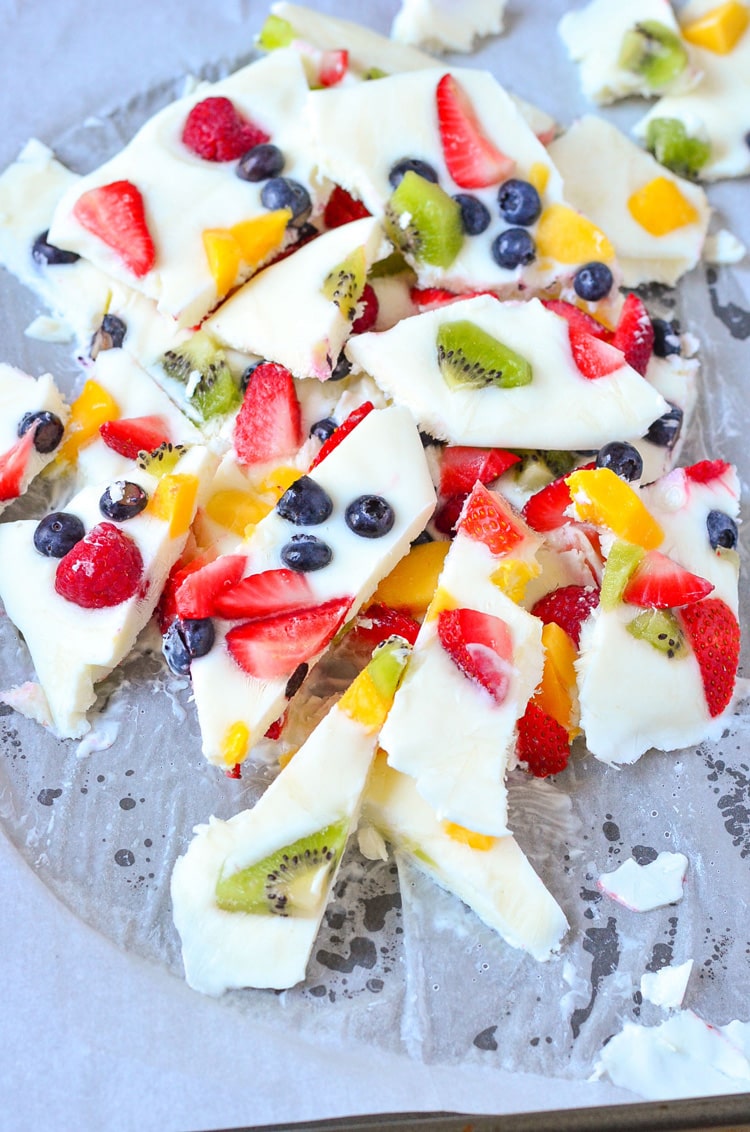 Frozen fruit bark as summer treats.