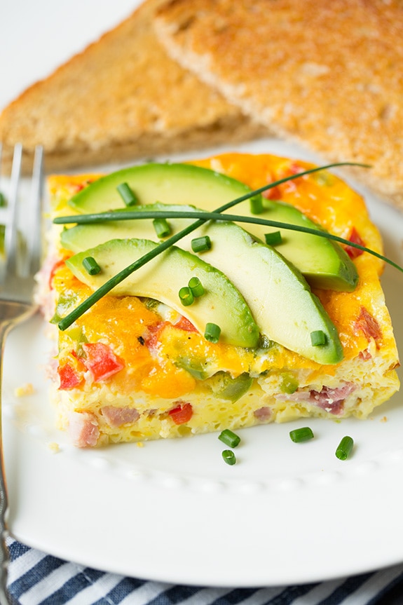 Baked omelete with avocado.