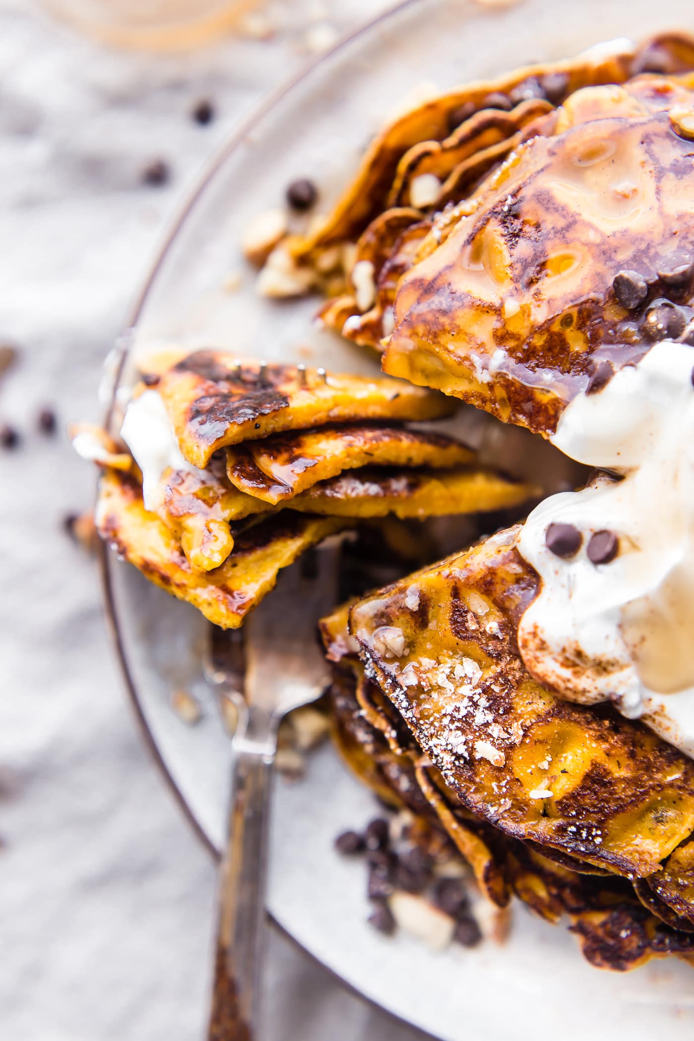 Flourless carrot cake yogurt pancakes.