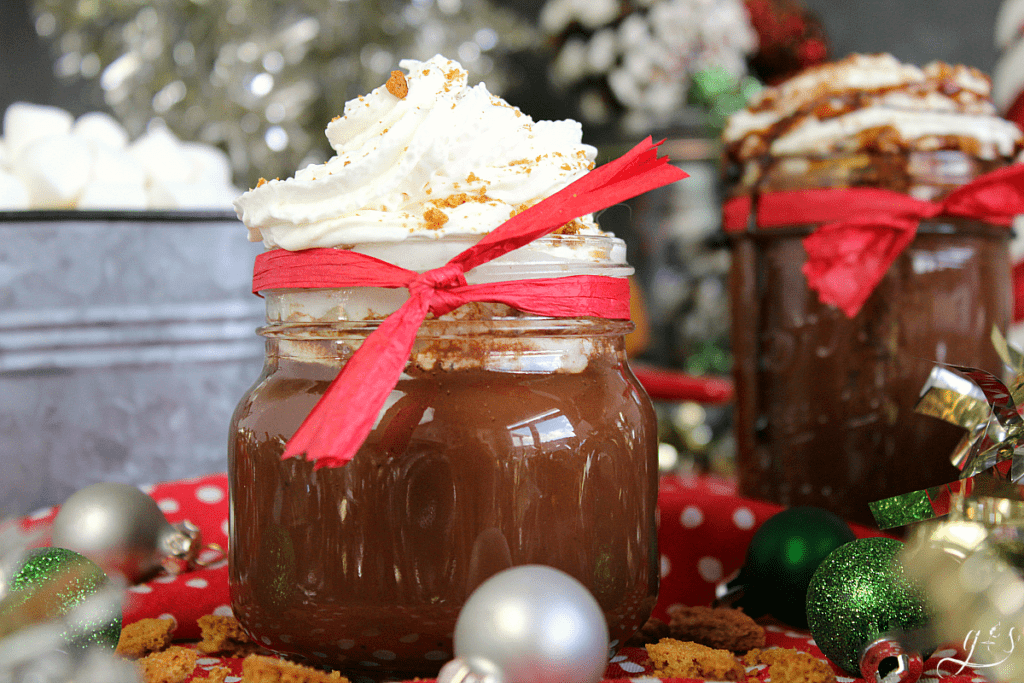 The BEST Gingerbread Hot Cocoa for One | This easy homemade recipe is Christmas in a mug. It is dairy free and refined sugar free containing coconut sugar and almond milk. Arrowroot powder is used to thicken this healthy hot chocolate. Make this creamy warm winter drink on the stovetop, transfer to a cup, and top with whipped cream, marshmallows, or additional molasses. #holidays #healthy #glutenfree