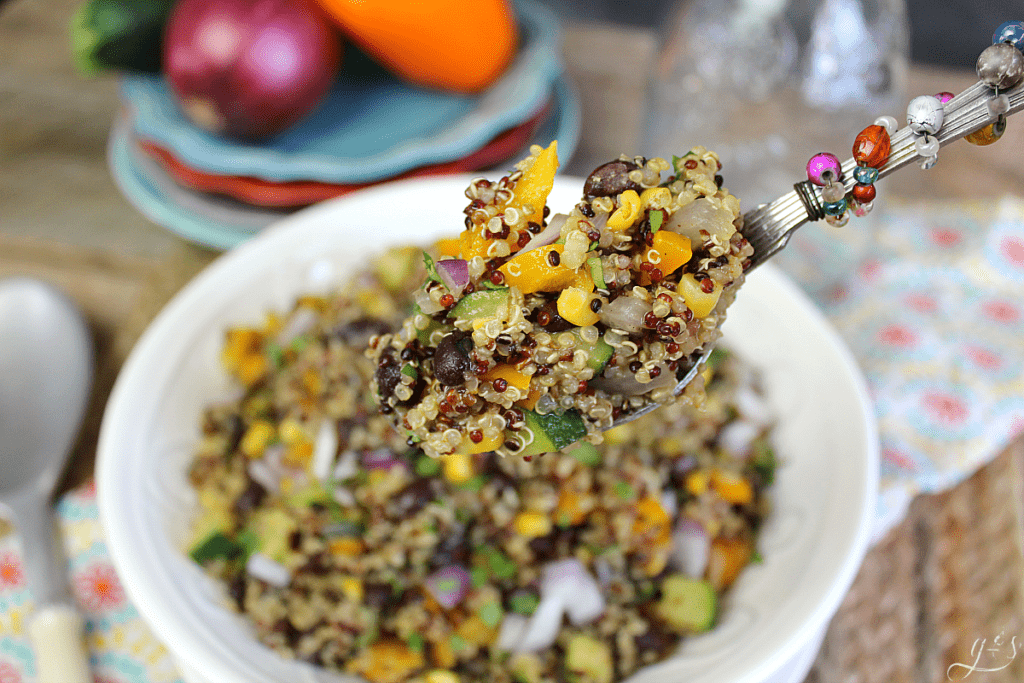 Spoonful of clean eating quinoa salad that's healthy!