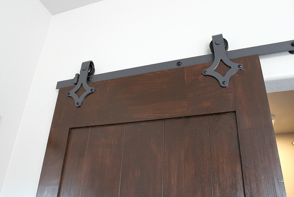 hardware for barn door on dark walnut door: DIY Painted Barn Doors