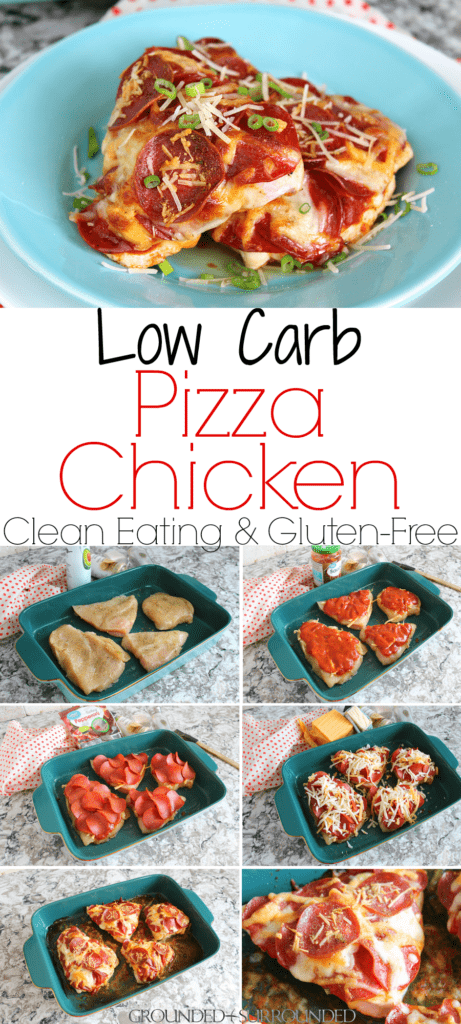 The BEST Low Carb Pizza Chicken | This clean eating pizza chicken bake is healthy and keto-friendly. Only gluten-free ingredients are used. Chicken breast, pizza sauce, mozzarella and cheddar cheese, turkey pepperoni and Italian seasoning are all you need to have a quick dinner on the table. This recipe feels like comfort food, but can help you on your weight loss journey. #healthy #recipes #cleaneating
