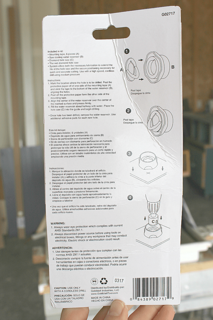 Instructions for cutting tool for round diamond hole tile saw. 
