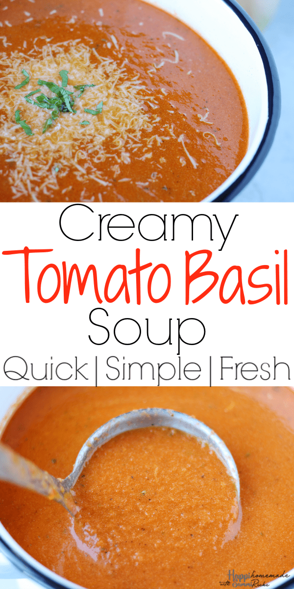 Creamy Tomato Basil Soup - HappiHomemade with Sammi Ricke