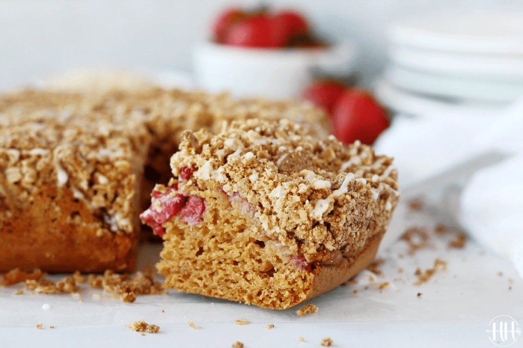 A thick piece of gluten free breakfast cake!