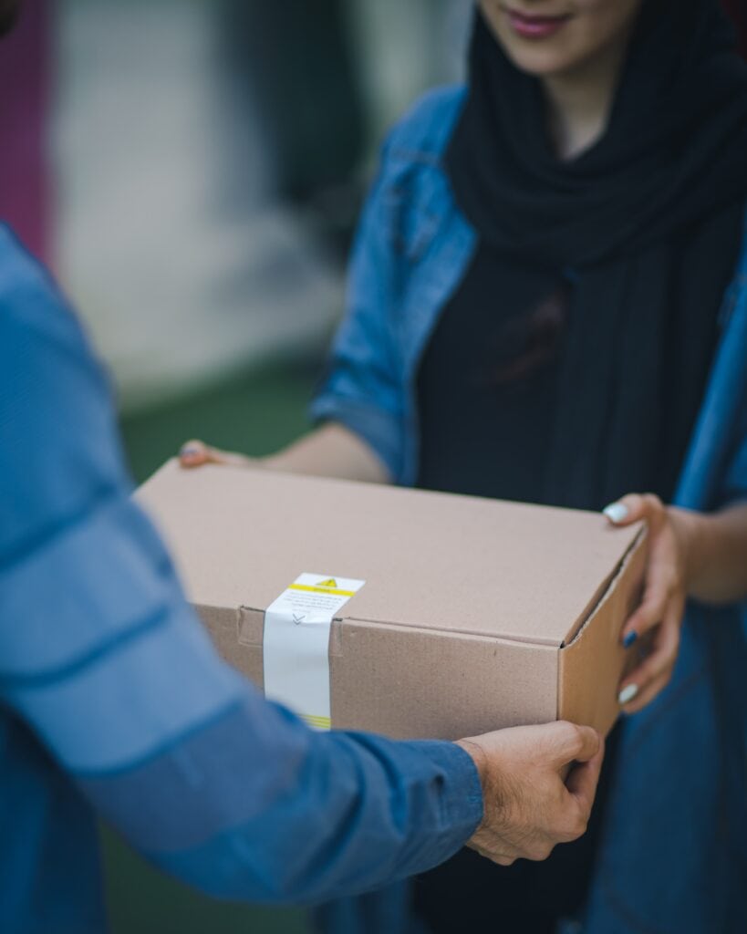 Package being delivered, possibly a play cafe for children. 