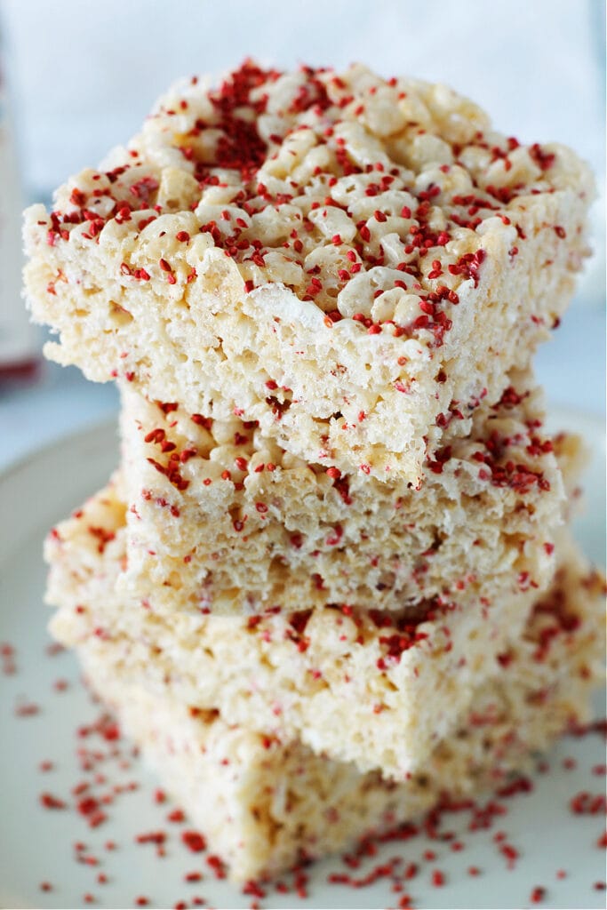 A stack of rice krispy treat squares.