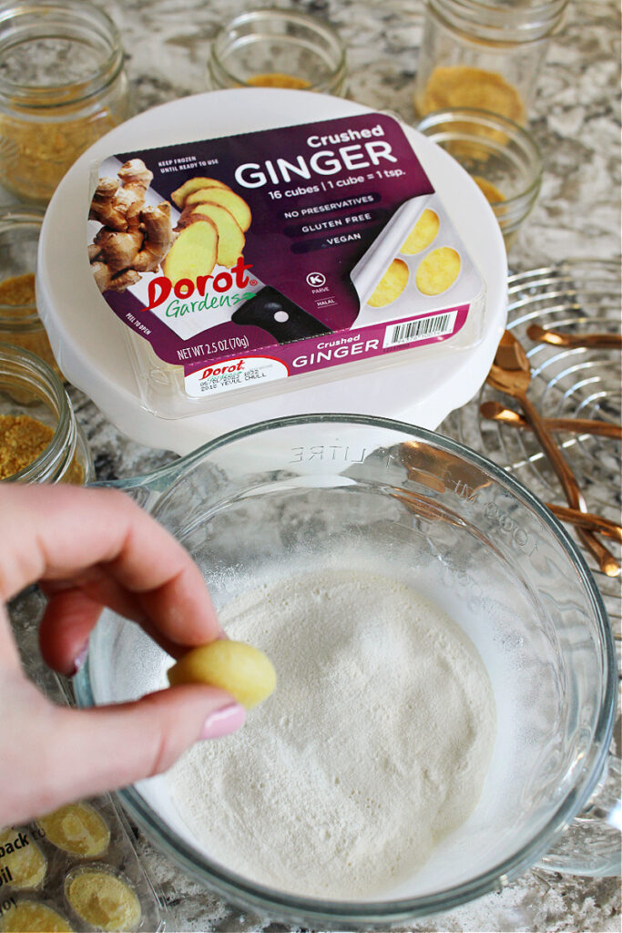 Popping fresh ginger into cheesecake batter for cute desserts.