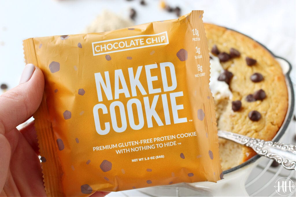 Naked Cookie package with gluten free protein snack inside. 