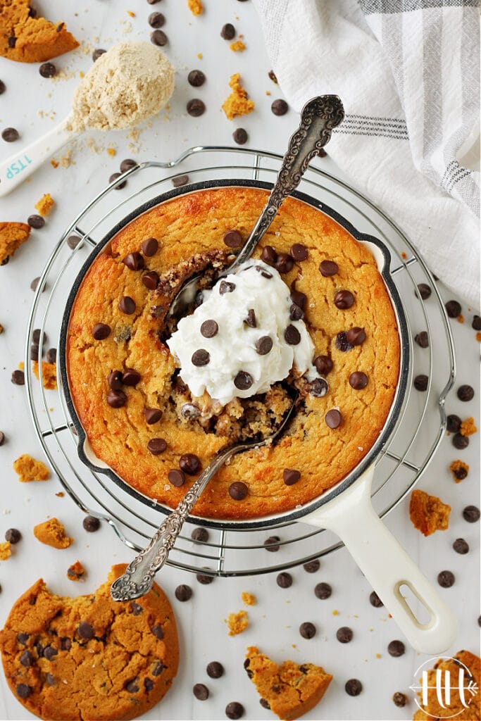 Chocolate Chip cookie protein cake for one. 