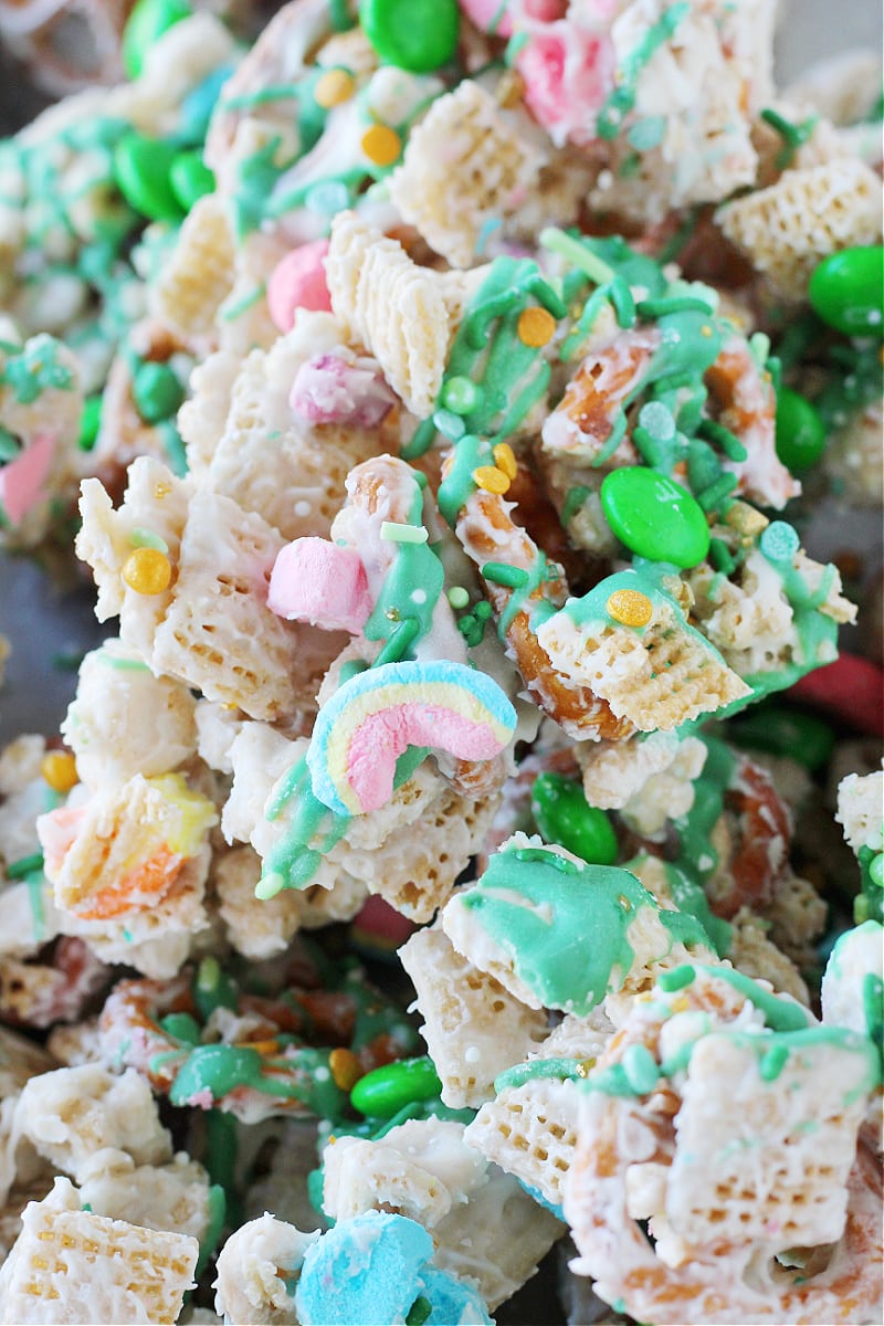 A Lucky Charms cereal rainbow marshmallow in St. Patrick’s Day Trail Mix.