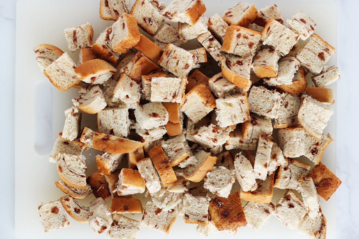 Cinnamon swirl bread cubes.