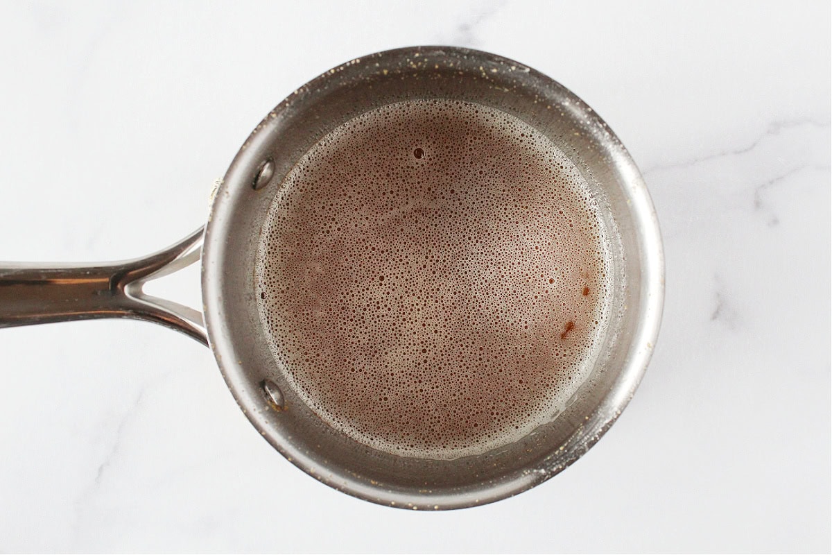 Browned butter in a small sauce pan.